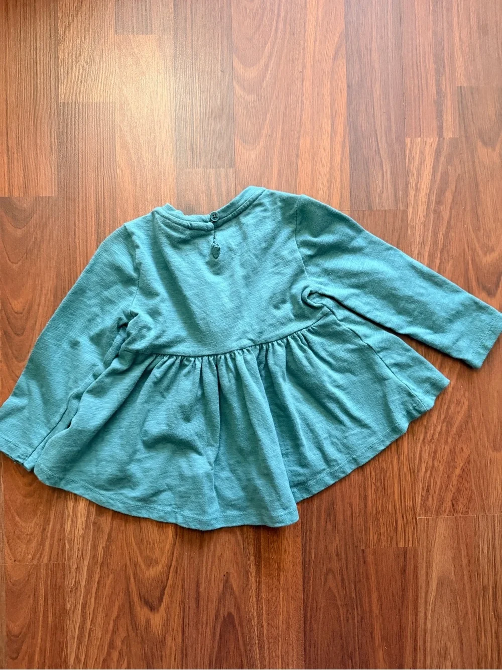 Lucky Brand Teal Girls Long-Sleeve Peplum Top with Floral Applique